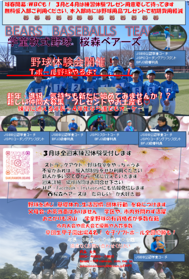 進級・進学　おもいきって試しに野球体験してみませんか